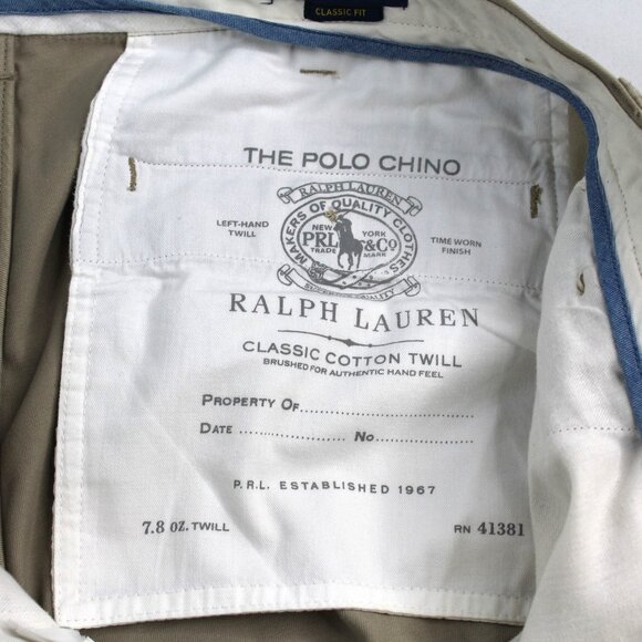 Polo Ralph Lauren Mens Sz 32X29 Stretch Classic Fit Flat Chino Light Tan Pants - Picture 10 of 16
